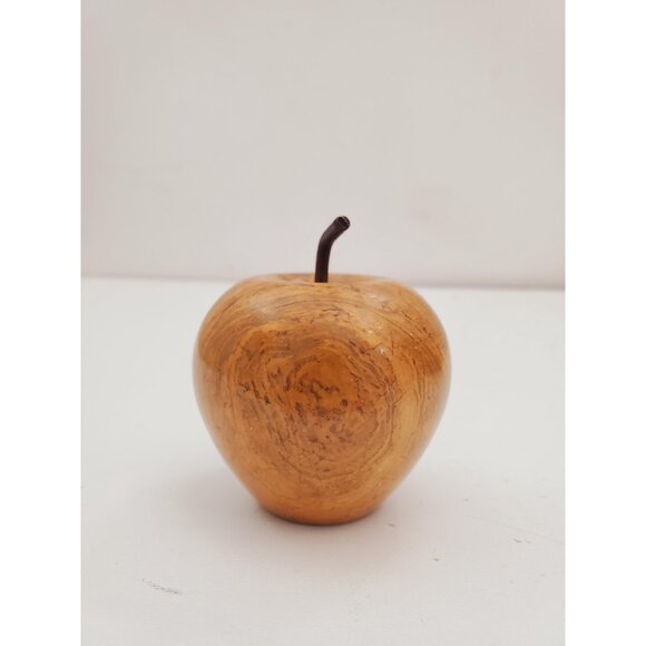 Onyx Apple Sculpture - Hand Carved Gemstone Decor - Unique Home Accent - Gold - Picture 5 of 10